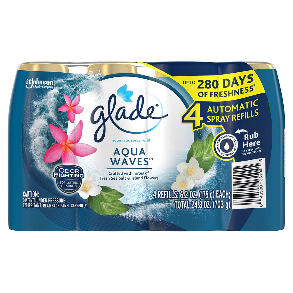 Glade Automatic Spray Air Freshener Refills, Aqua Waves, 4 ct.