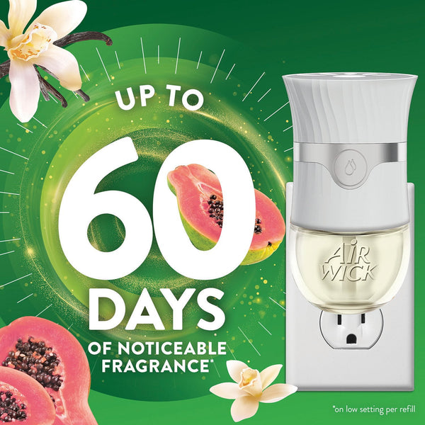 Air Wick Plug In Scented Oil Air Freshener, Vanilla & Pink Papaya, 2 Warmers +7 Refills