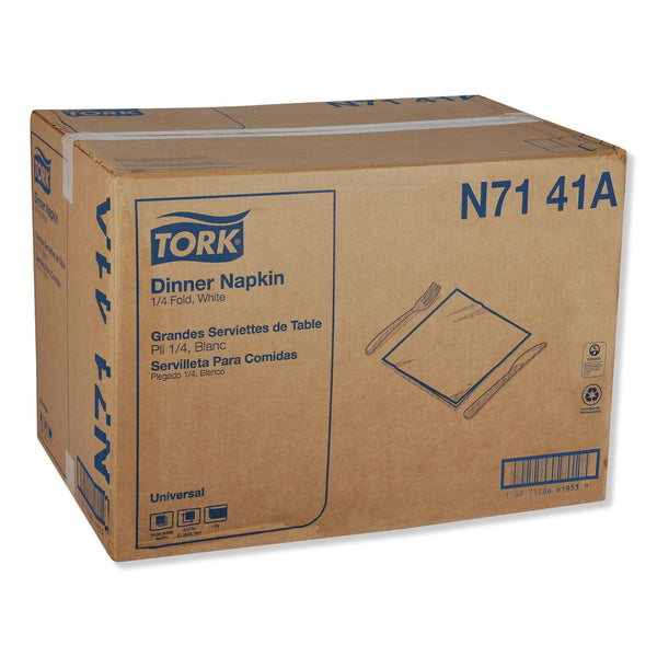 Tork Universal 1/4 Fold 1-Ply White Dinner Napkins,  12 pks., 334 napkins/pk.