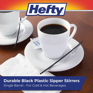 Hefty Unwrapped Plastic Sipper Stirrer Straws, 7