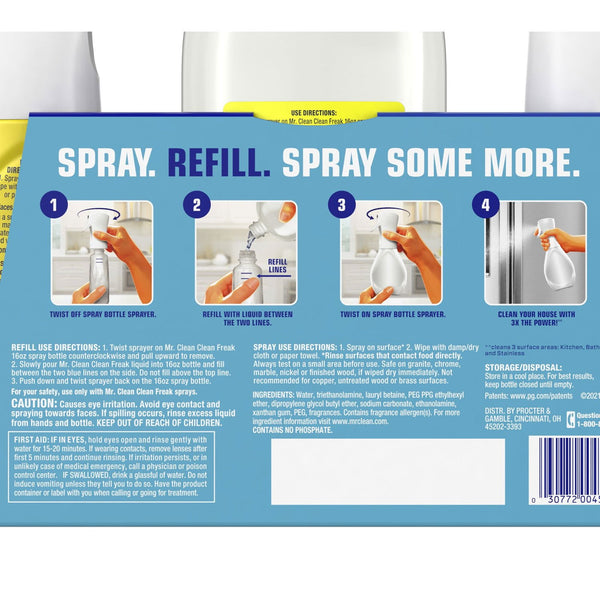 Mr. Clean Clean Freak Multi-Surface Cleaner, Lemon Zest, 2 trigger sprays + refill