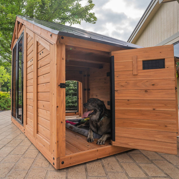 Backyard Discovery 7' x 5' Cedar Wood Dog Kennel w/ Feeding Door