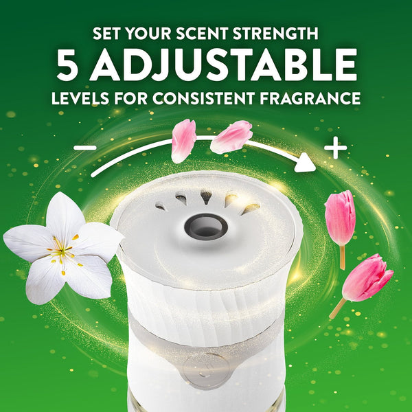 Air Wick Plug In Scented Oil Air Freshener, Sweet Tulip Petals, 1 warmer + 6 refills