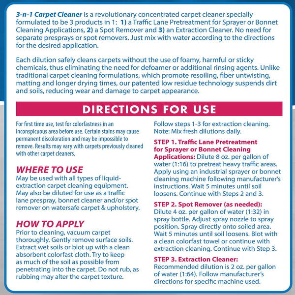 OdoBan 3-in-1 Concentration Carpet Cleaner Solution, Fragrance Free 1 gal., 4 pk.