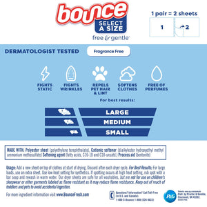 Bounce Select a Size Free & Gentle Dryer Sheets, Unscented, 400 ct.