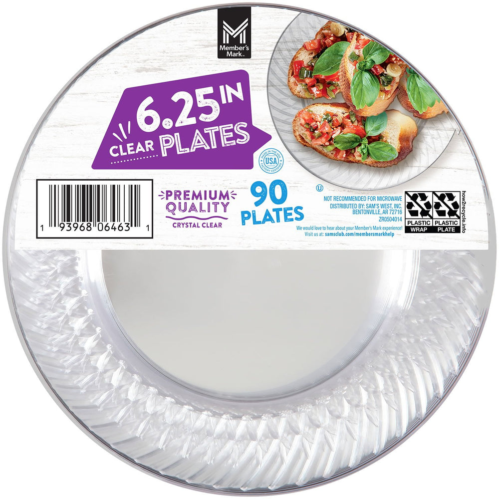 Member's Mark Clear Plastic Plates, 6.25" 90 ct.