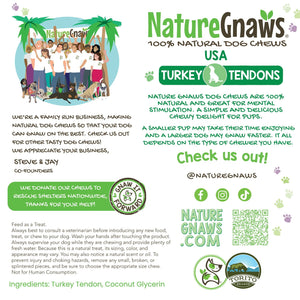 Nature Gnaws, USA Turkey Tendons Natural Dog Chews, 12 oz.