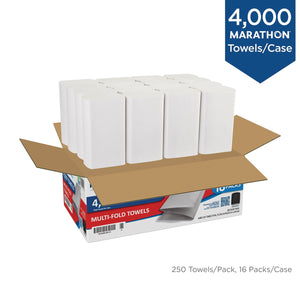 Marathon Multifold 1-Ply White Paper Towels 16 pks., 250 towels/pk