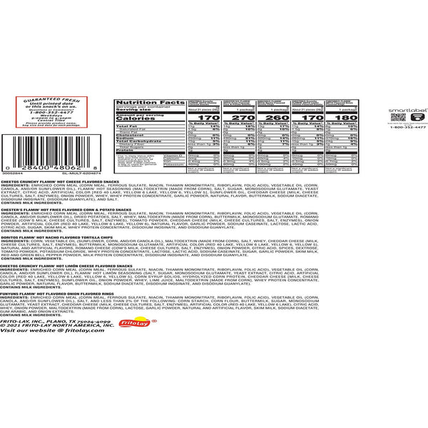 Frito-Lay Flamin' Hot Snacks, Variety Pack, 30 pk.