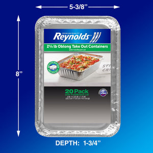Reynolds Oblong Foil Take Out Containers with Lids, 20 ct.