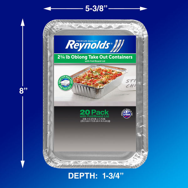 Reynolds Oblong Foil Take Out Containers with Lids, 20 ct.