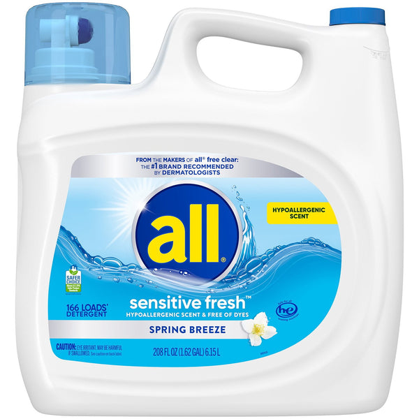 all Liquid Laundry Detergent, Sensitive Fresh, 208 Ounce, 166 Loads