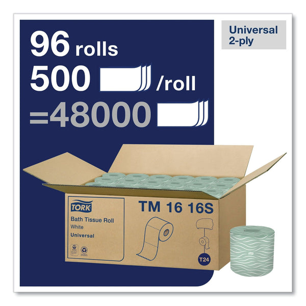 Tork Universal 2-Ply White Bath Tissue, 96 rolls, 500 sheets/roll