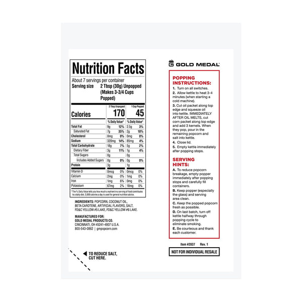 Gold Medal Mega-Pop All-In-One Popcorn Supply Kit for 6 oz. Poppers