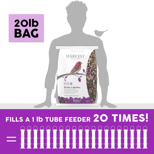 Harvest Seed & Supply Birder's Medley Wild Bird Food, Premium Mix of Bird Seed, 20 lbs.