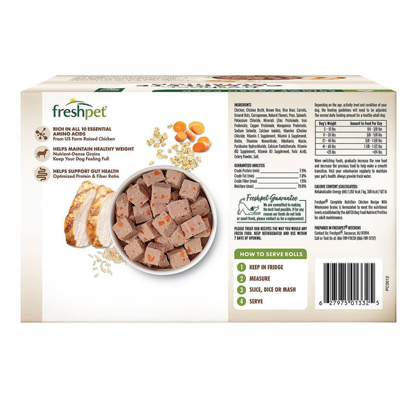 Freshpet Complete Nutrition Chicken Recipe Fresh Dog Food, 1.5 lb Rolls, 6 ct.