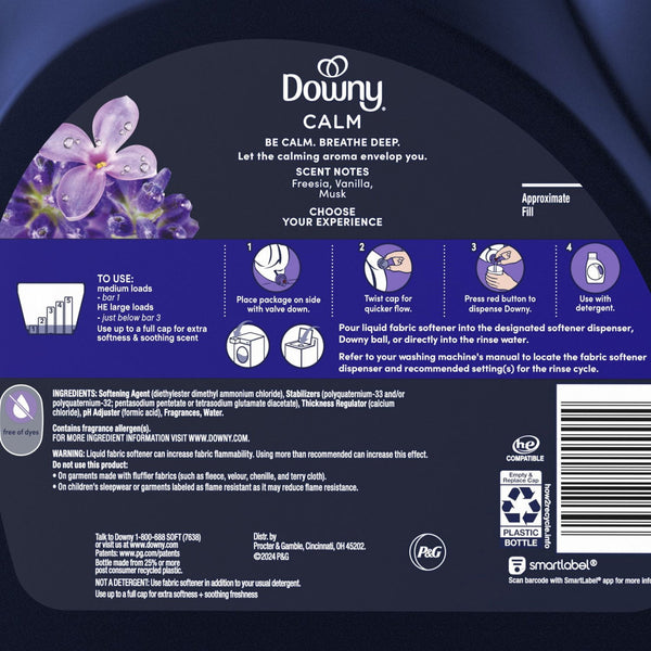 Downy Ultra Soft + Calm Liquid Fabric Softener, Lavender and Vanilla Bean, 164 Loads, 111 fl. oz.