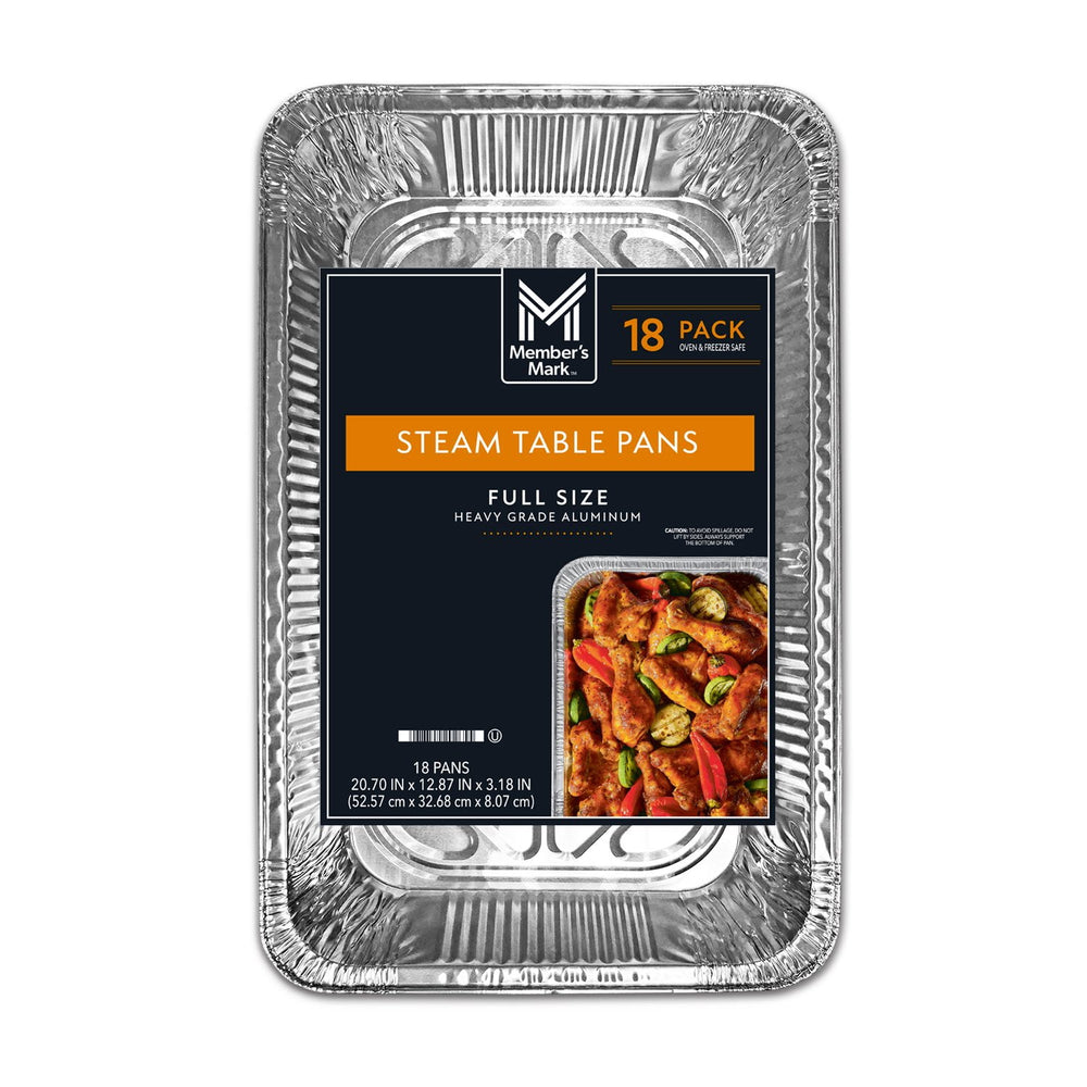 Member's Mark Full Size Aluminum Steam Table Pans, 18 ct.