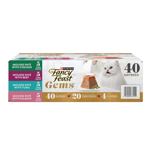 Purina Fancy Feast Gems Pate Mousse Cat Food, Variety Pack, 40 ct.