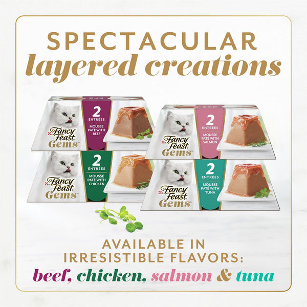 Purina Fancy Feast Gems Pate Mousse Cat Food, Variety Pack, 40 ct.