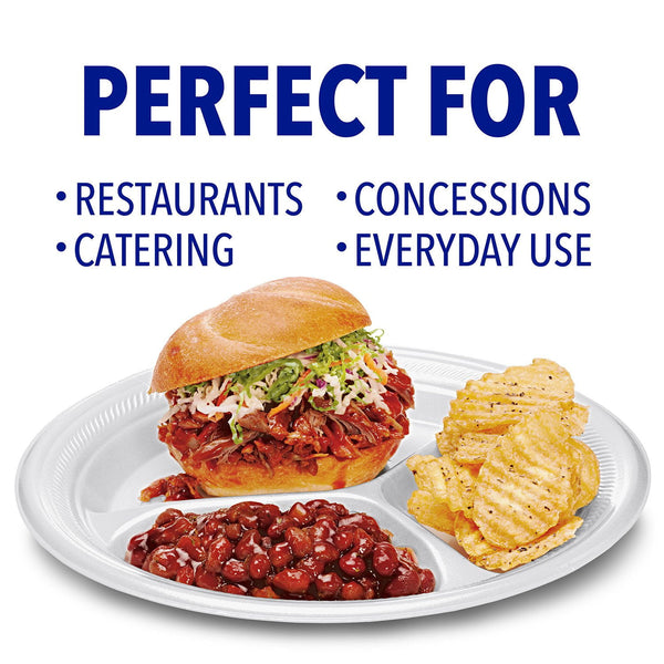 Hefty Supreme 3-Compartment Foam Plates, 10 1/4