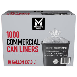 Member's Mark 10-Gallon Commercial Can Liners, 1000 ct.