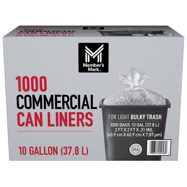 Member's Mark 10-Gallon Commercial Can Liners, 1000 ct.
