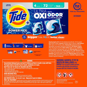 Tide Power PODS + Ultra OXI Laundry Detergent Pacs, 72 ct.