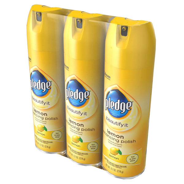 Pledge Furniture Enhancing Polish Spray, Lemon, 3ct., 29 oz.
