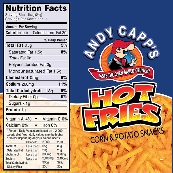 Andy Capp's Hot Fries, Corn & Potato Snacks, 0.85 oz., 48 ct.