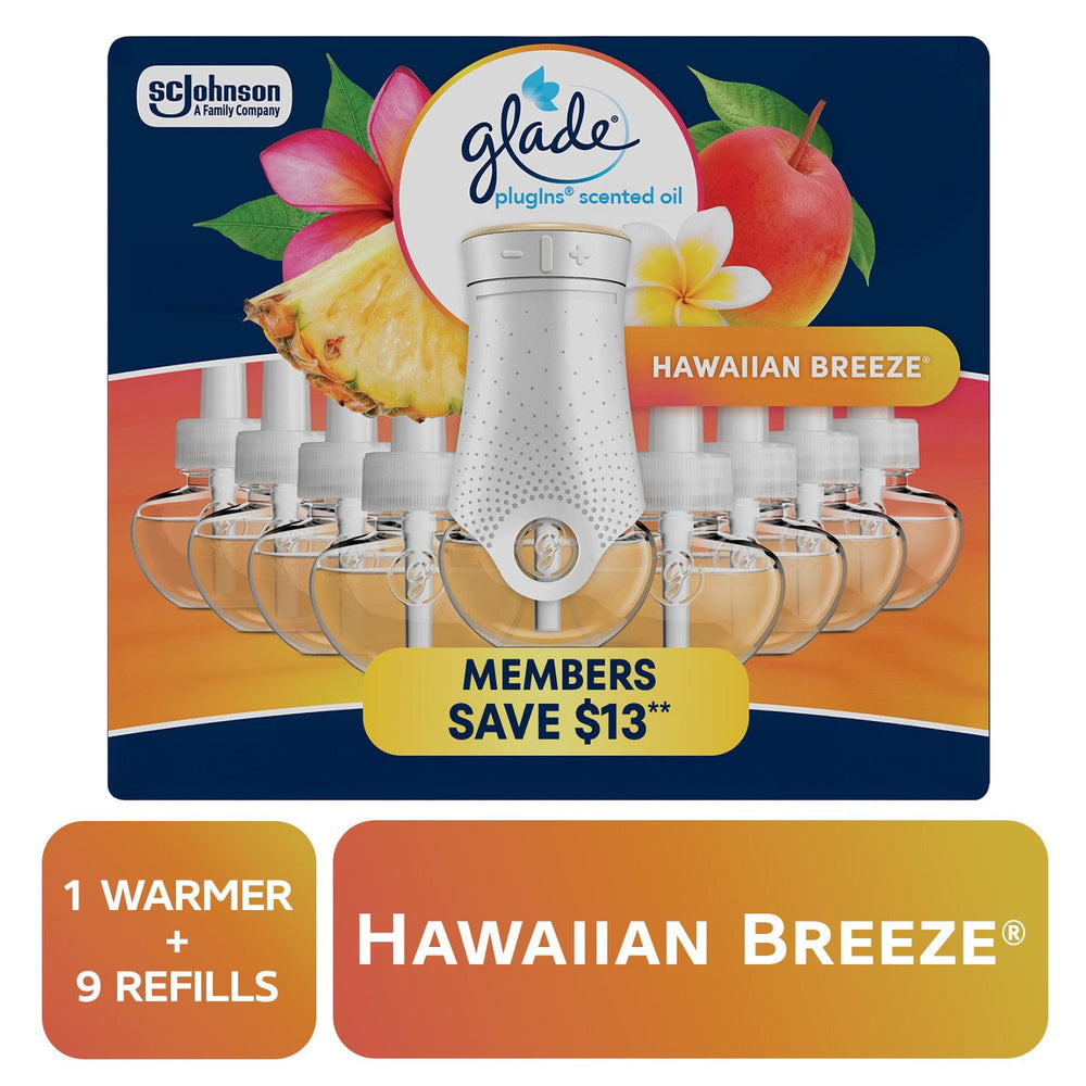 Glade PlugIns Scented Oil, Hawaiian Breeze, 1 Warmer + 9 Refills