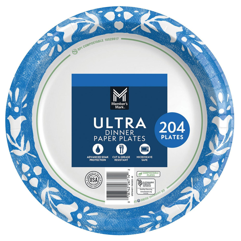 Member's Mark Ultra Dinner Paper Plates, 10