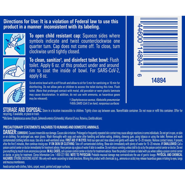 Clorox Toilet Bowl Cleaner with Bleach, Rain Clean, 6pk., 144 fl. oz.
