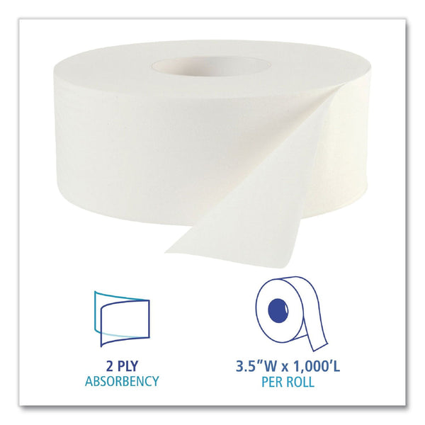 Boardwalk Jumbo Roll 2-Ply Toilet Paper 12 rolls, 1000 ft./roll