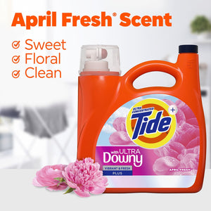 Tide with Ultra Downy Liquid Laundry Detergent, April Fresh Scent, 100 Loads, 128 fl oz