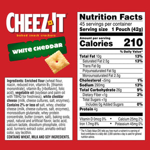 Cheez-It White Cheddar Snack Packs, 1.5 oz., 45 pk.