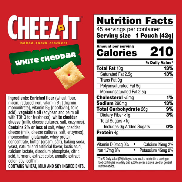 Cheez-It White Cheddar Snack Packs, 1.5 oz., 45 pk.