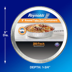 Reynolds 9" Round Foil Take Out Containers with Lids, 20 ct.
