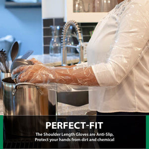 Kleen Chef Clear Disposable Shoulder Length HDPE Gloves, 35.5" 200 ct.