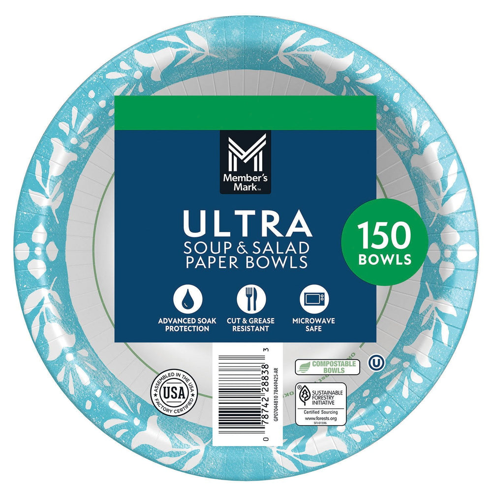 Member's Mark Ultra Soup/Salad Paper Bowls 20 oz., 150 ct.