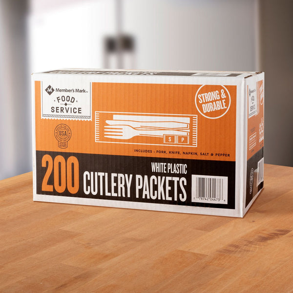 Member's Mark White Plastic Cutlery Packets 200 ct.