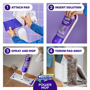 Swiffer PowerMop Multi-Surface Mopping Kit, Lavender, 10 pads + 2 refills