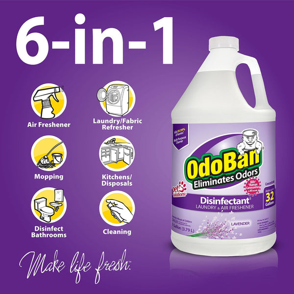 OdoBan Odor Eliminator and Disinfectant Concentrate, 1 gal., 4 pk., Lavender