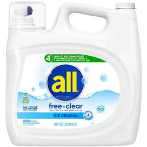 all Liquid Laundry Detergent, Free Clear for Sensitive Skin, 208oz, 166 loads
