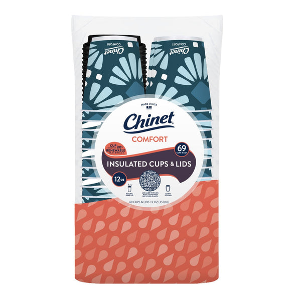 Chinet Comfort Cup and Lids, 12 oz, 69 ct