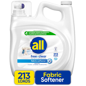 all Liquid Fabric Softener, Free Clear, 213 loads, 143 fl. oz.