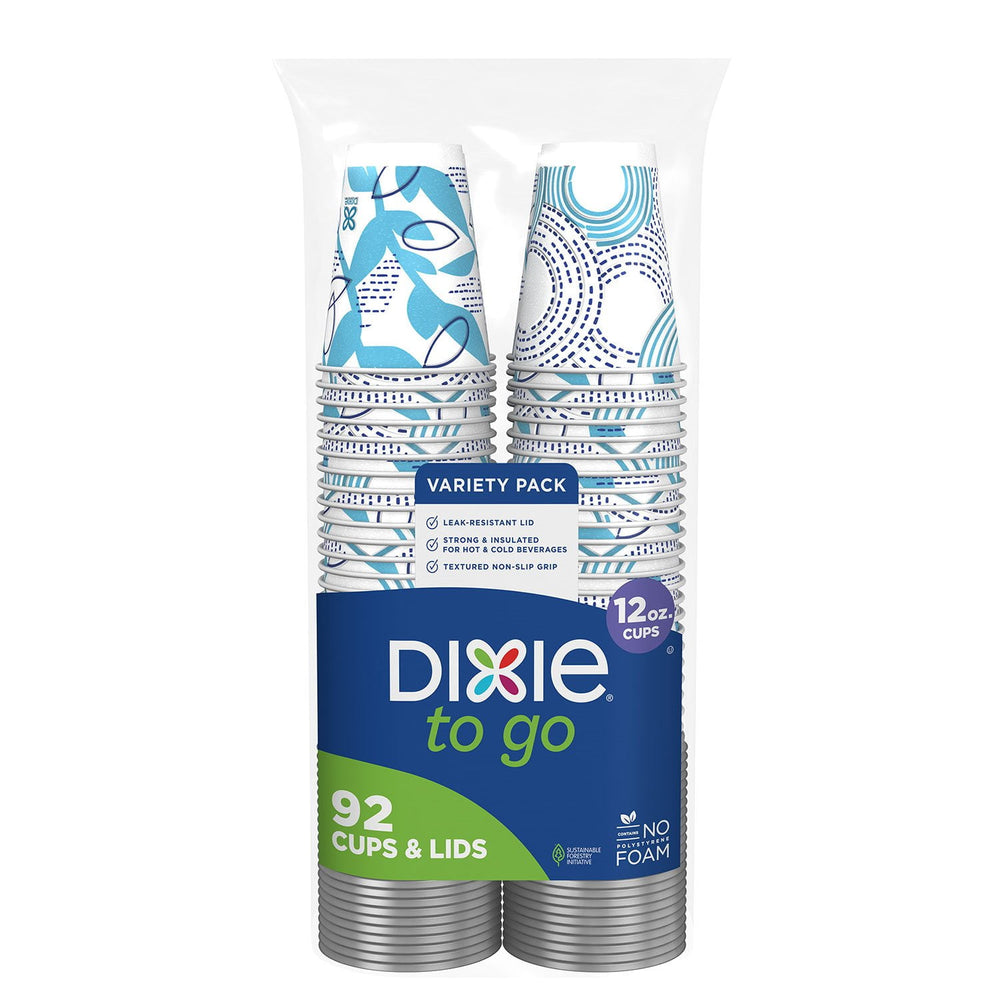 Dixie® To Go 12 oz. Paper Cup with Leak-Resistant Lid, 92 ct.
