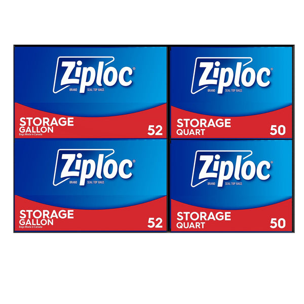 Ziploc Gallon & Storage Quart Bags with New Stay Open Design, 204 ct.