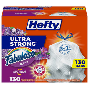 Hefty Ultra Strong Kitchen Drawstring Trash Bags, Fabuloso Scent 13 gal., 130 ct.