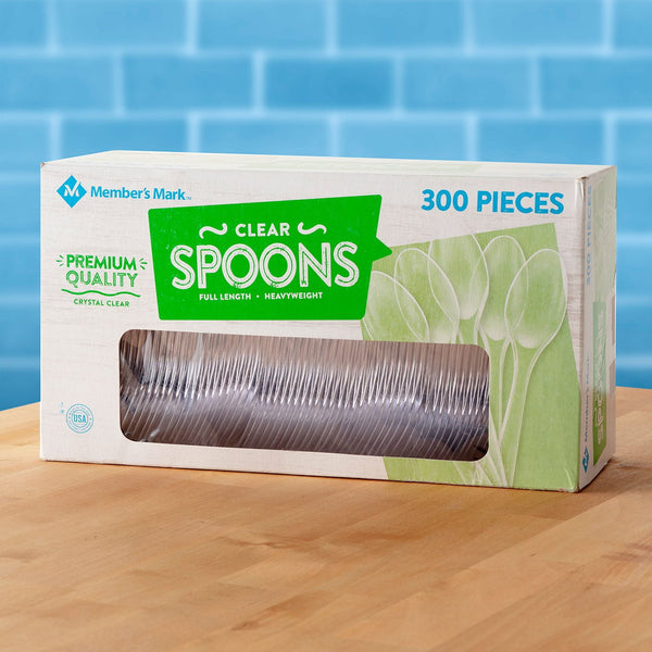 Member's Mark Clear Plastic Spoons, Heavyweight 300 ct.